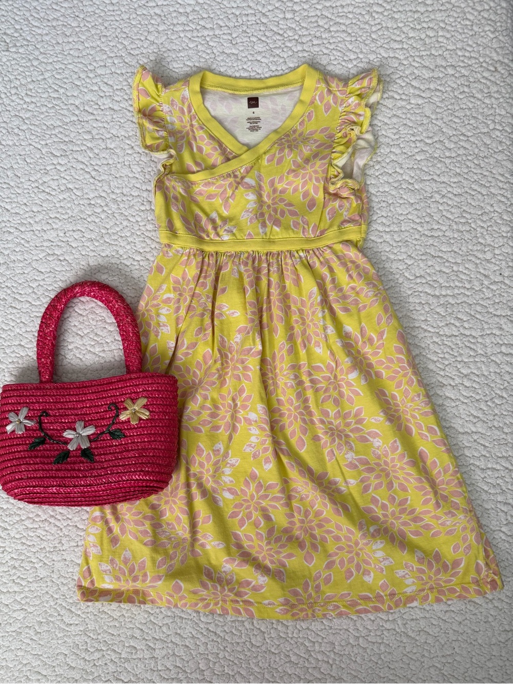 Tea Collection Yellow Floral Sundress with Pink Floral Print